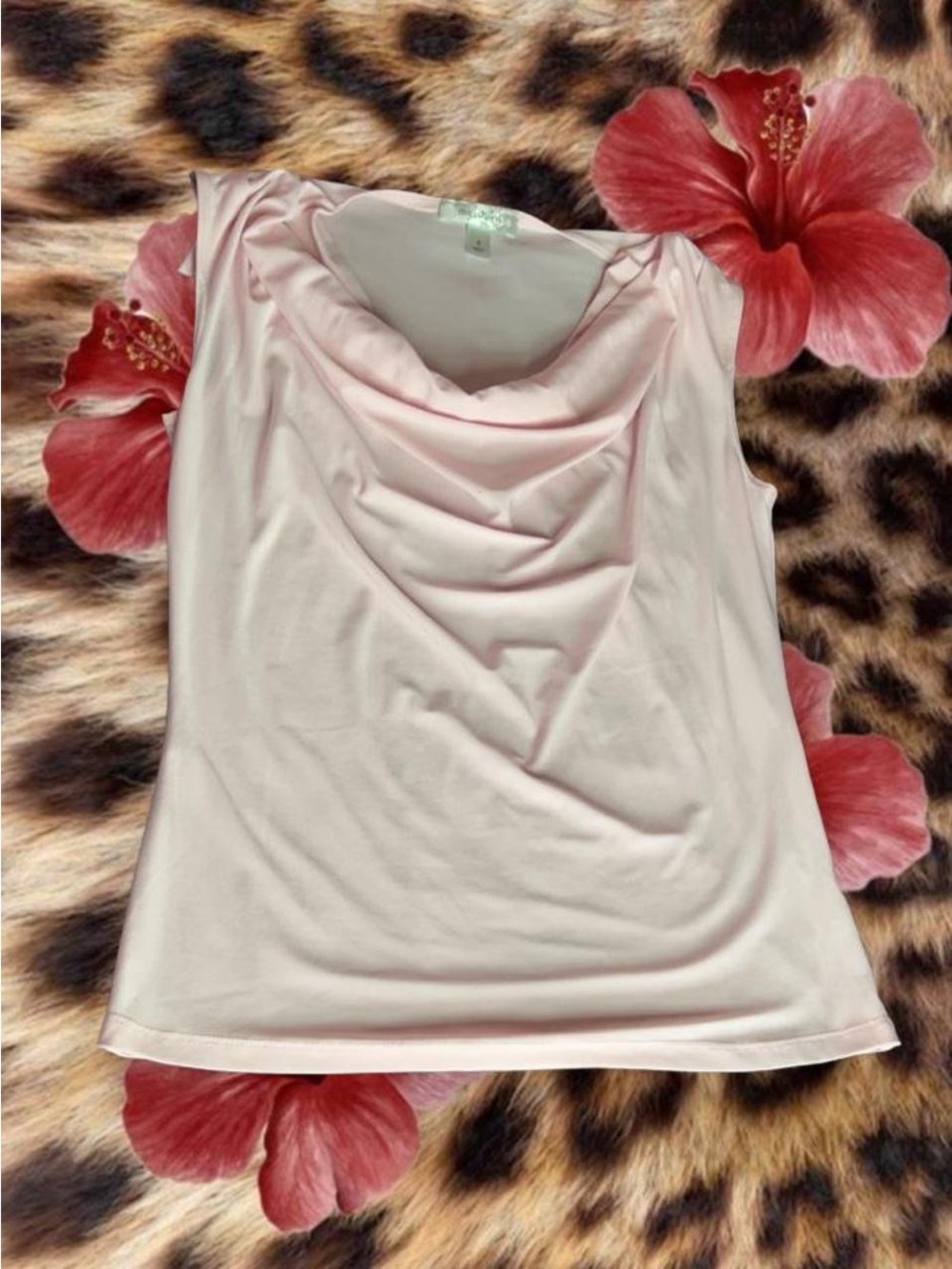 dressbarn Soft Pink Sleeveless Cowl Neck Top